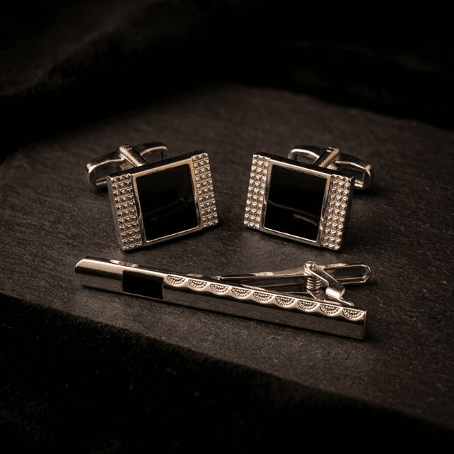 Mancuernas Plateadas Onyx Square